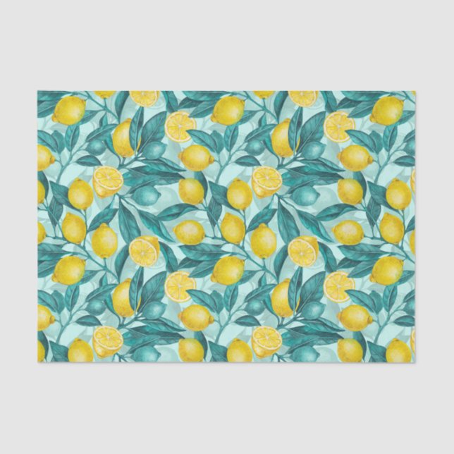Lemon branches in blue and yellow tissue paper (Front)