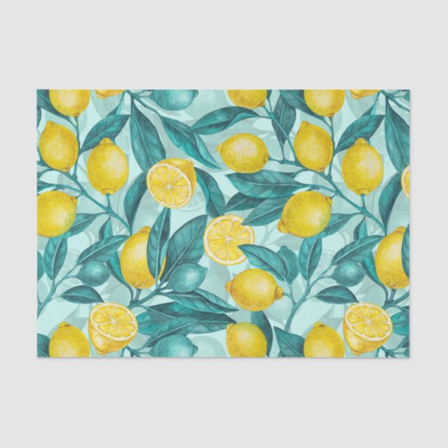 Lemon branches in blue and yellow tissue paper (Front)
