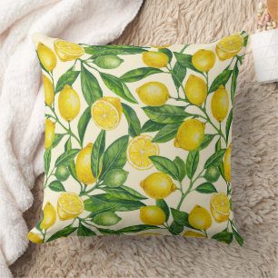 Lemon branches in green and yellow cushion