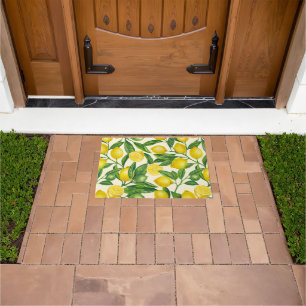 Lemon branches in green and yellow doormat