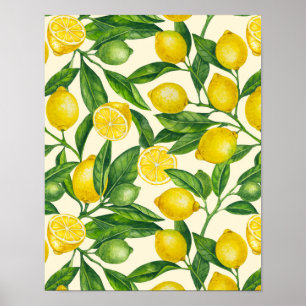 Lemon branches in green and yellow poster