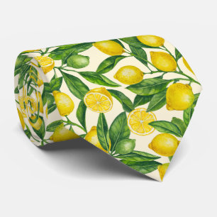 Lemon branches in green and yellow tie