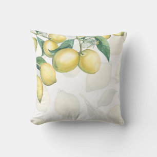 Lemon Branches White & Yellow Country Rustic Chic Cushion