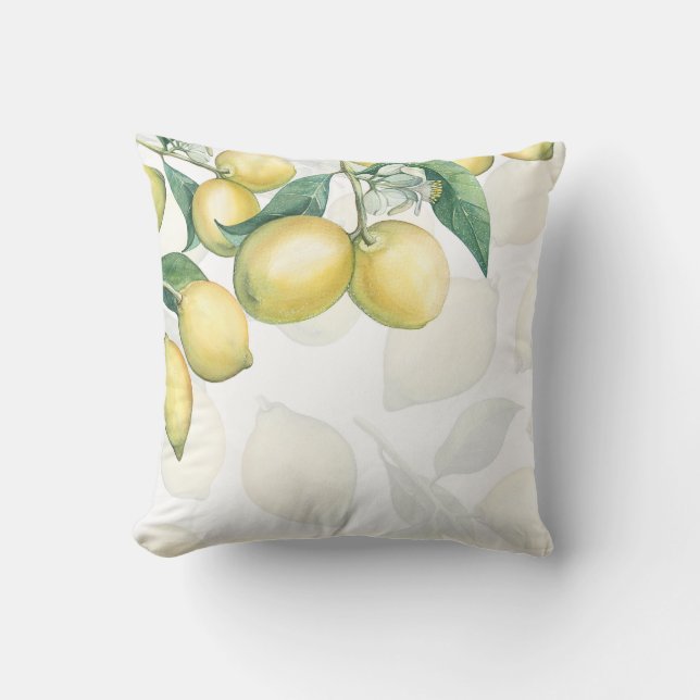 Lemon Branches White & Yellow Country Rustic Chic Cushion (Front)