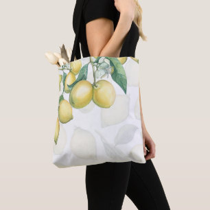 Lemon Branches White & Yellow Country Rustic Chic Tote Bag