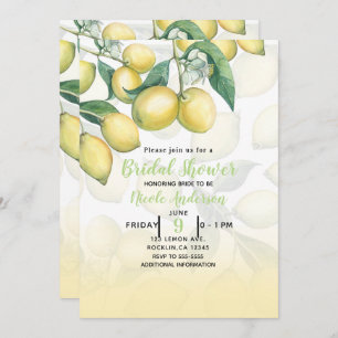 Lemon Branches White & Yellow Country Rustic Invitation