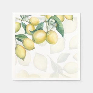 Lemon Branches White & Yellow Country Rustic Party Napkin