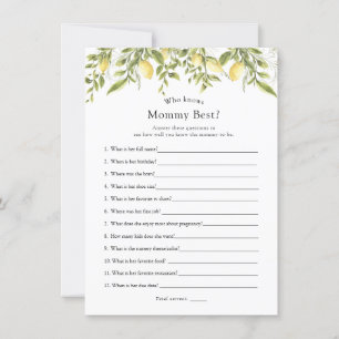 Lemon Branches Who Knows Mum Best Shower Game Card