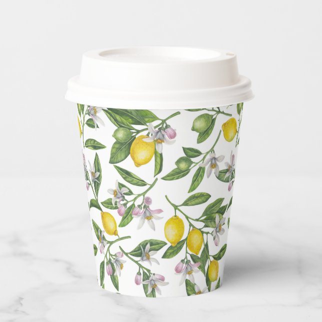 Lemon branches with blossoms and fruit paper cups (Front)