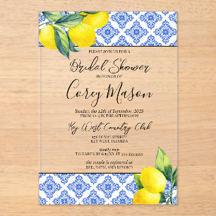 Lemon Bridal Shower Acrylic Invitations