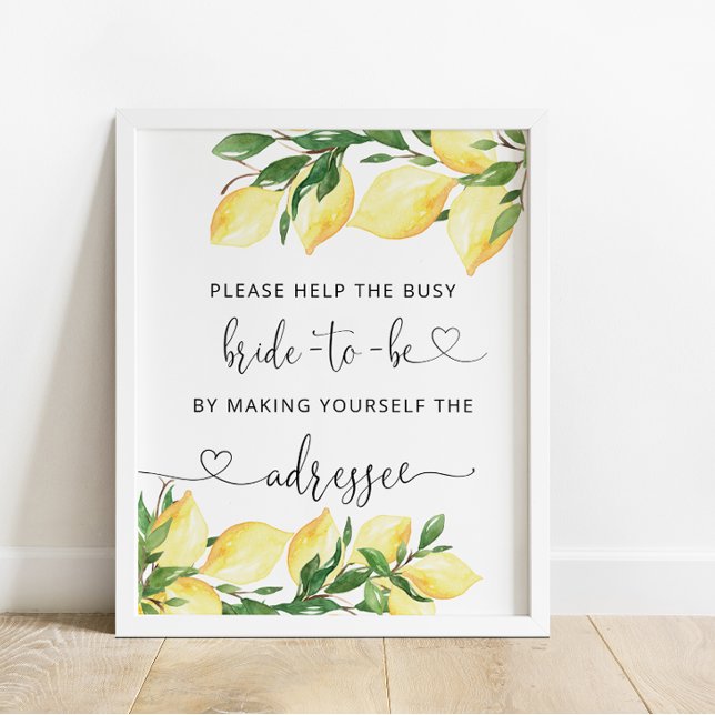 Lemon Bridal Shower Address an Envelope Poster (Creator Uploaded)