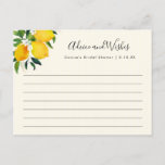 Lemon Bridal Shower Advice and Wishes Card<br><div class="desc">These beautiful Advice and Wishes card feature watercolor lemons and flowers and a light yellow background.  Use the template form to add your personalisation.</div>