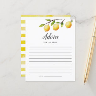 Lemon Bridal Shower Advice For the Bride Card