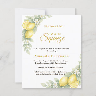 Lemon Bridal Shower citrus summer party invitation