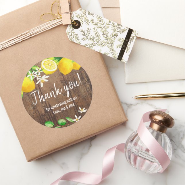 Lemon Bridal Shower Classic Round Sticker (Gifting)