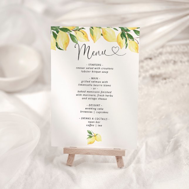  Lemon Bridal Shower Elegant Menu Invitation (Creator Uploaded)
