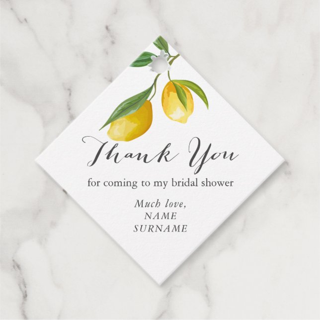 Lemon Bridal shower Favour Tags (Front)