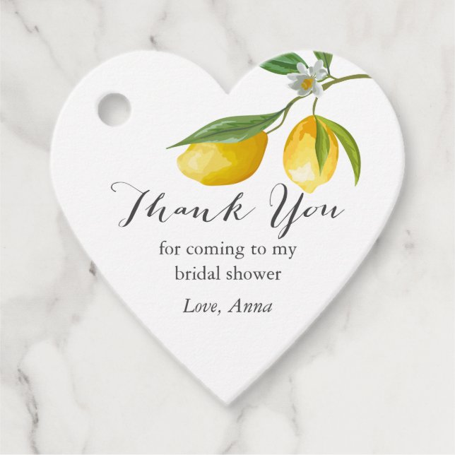 Lemon Bridal shower Favour Tags (Front)