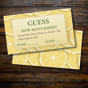 Lemon Bridal Shower Guess How Many Kisses Game  Enclosure Card