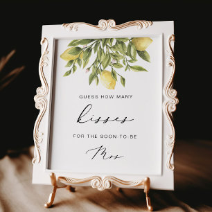 Lemon Bridal Shower guess the kisses Sign