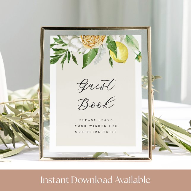Lemon Bridal Shower Guest Book Sign Printable (Creator Uploaded)