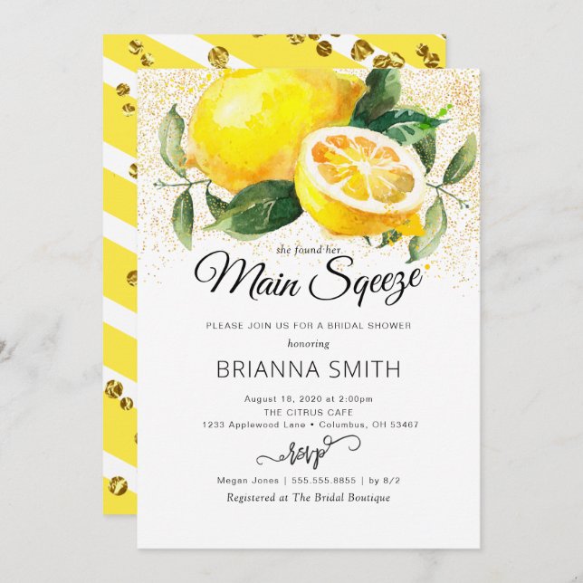 Lemon Bridal Shower Invitation (Front/Back)