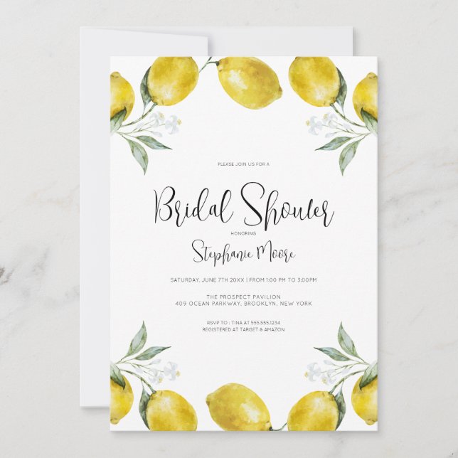Lemon Bridal Shower Invitation (Front)