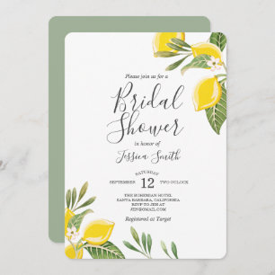 Lemon Bridal Shower Invitation Bohemian Citrus
