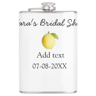 Lemon bridal shower modern simple minimal rustic b hip flask