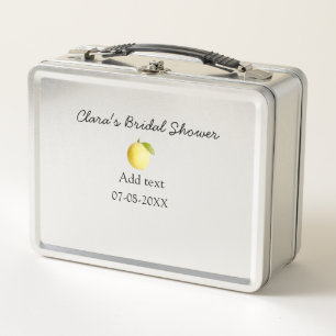 Lemon bridal shower modern simple minimal rustic b metal lunch box