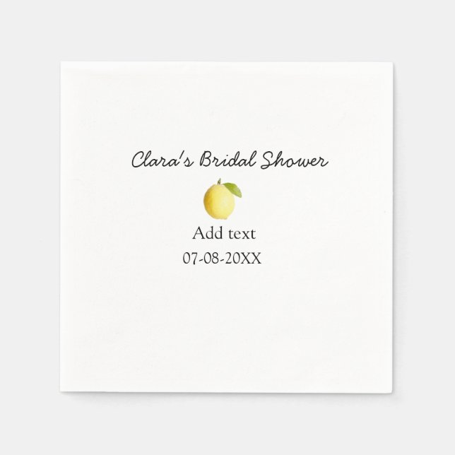 Lemon bridal shower modern simple minimal rustic b napkin (Front)