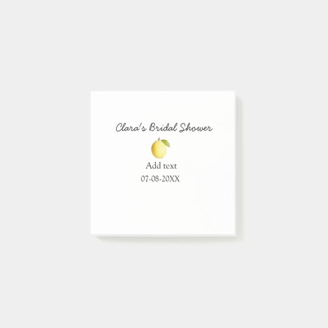Lemon bridal shower modern simple minimal rustic b post-it notes (Front)
