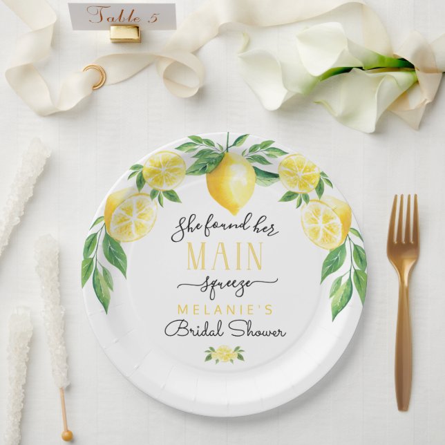 Lemon Bridal Shower Paper Plates (Wedding)