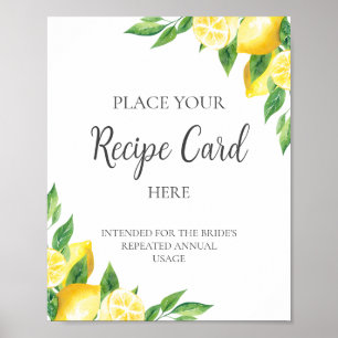 Lemon Bridal Shower Recipe Card Here Sign
