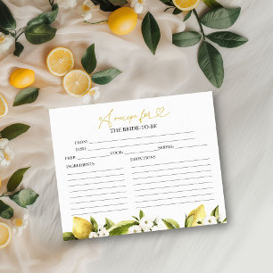 Lemon Bridal Shower Recipe Cards