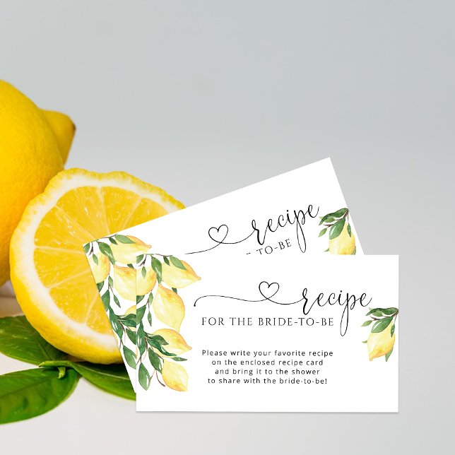 Lemon Bridal Shower Recipe Request Enclosure Card (Creator Uploaded)
