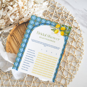 Lemon Bridal Shower Scattegories Game Card