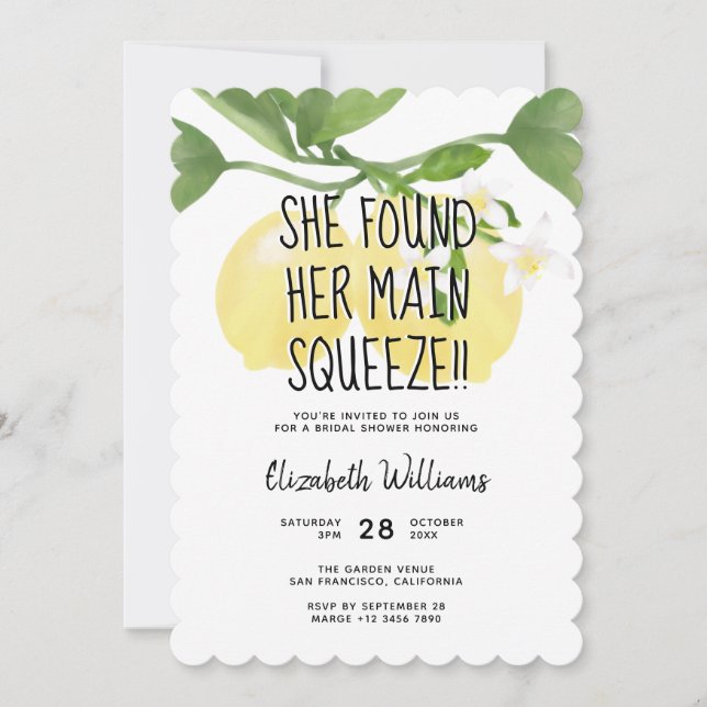 Lemon Bridal Shower She Found Her Main Squeeze Invitation (Front)