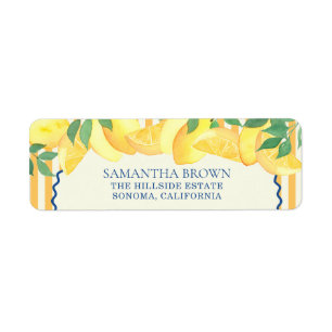 Lemon Bridal Shower Wedding Return Address Label