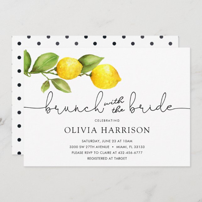 Lemon Brunch with the Bride Shower Invitation (Front/Back)