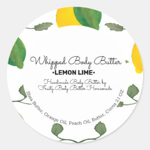 Lemon Bunch Body Butter Bath Branding Packaging Classic Round Sticker