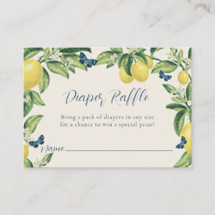 Lemon Butterfly Baby Shower Diaper Raffle Enclosure Card