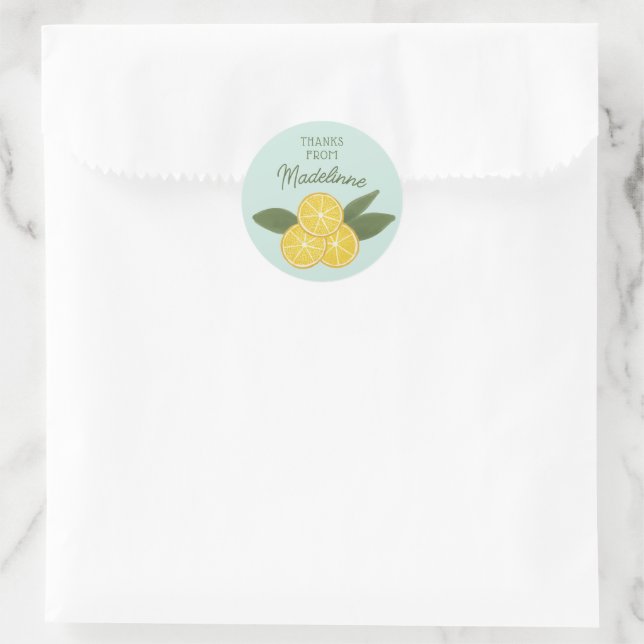 Lemon Cake Bridal Shower Invitation Classic Round Sticker (Bag)