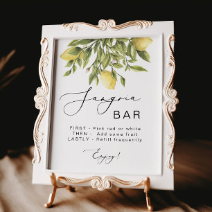 Lemon Calligraphy Bridal Shower Sangria Bar Sign