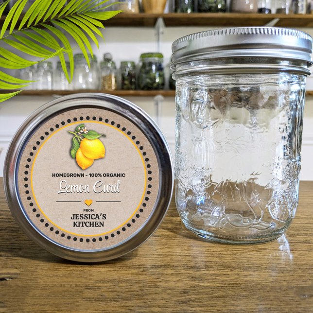 Lemon Canning Jar Kraft Paper Style Label (Creator Uploaded)