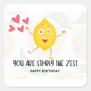 Lemon Cartoon Fruit Happy Birthday Funny Birthday  Square Sticker