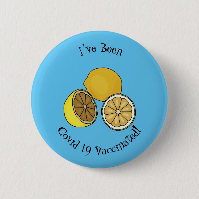 Lemon cartoon illustration 6 cm round badge (Front)