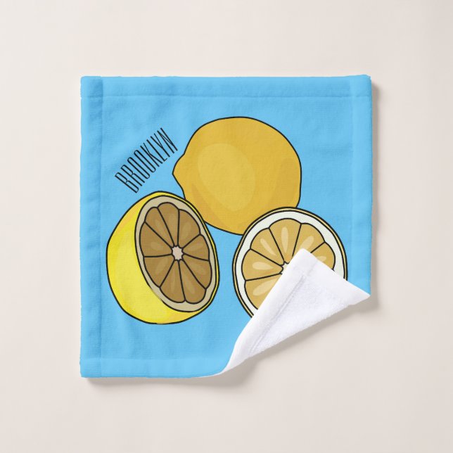 Lemon cartoon illustration bath towel set (Wash Cloth)