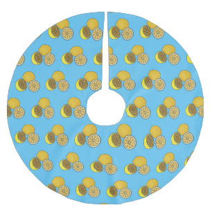 Lemon cartoon illustration brushed polyester tree skirt