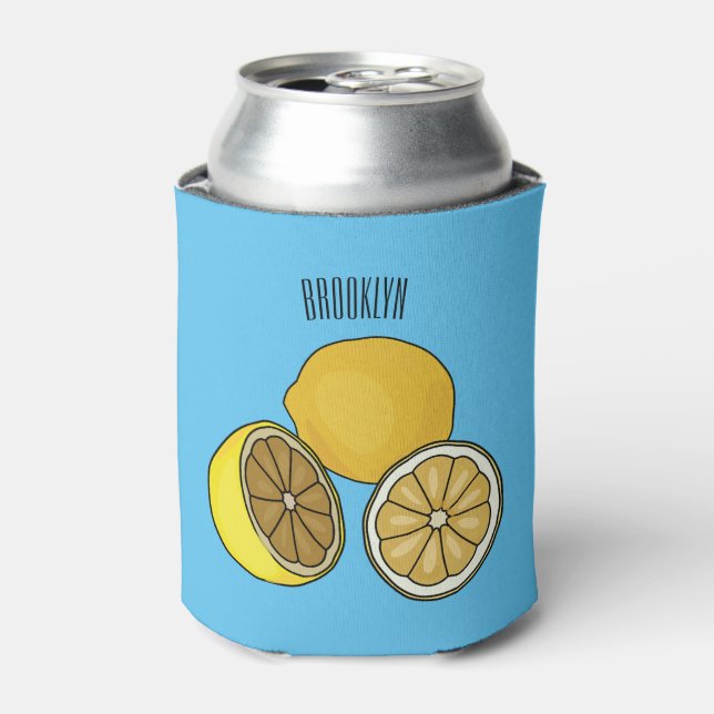 Lemon cartoon illustration can cooler (Can Front)